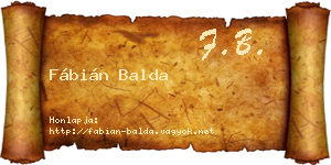 Fábián Balda névjegykártya